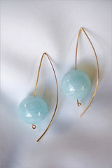 Aquamarine 14k Gold Filled Wire Long Earrings