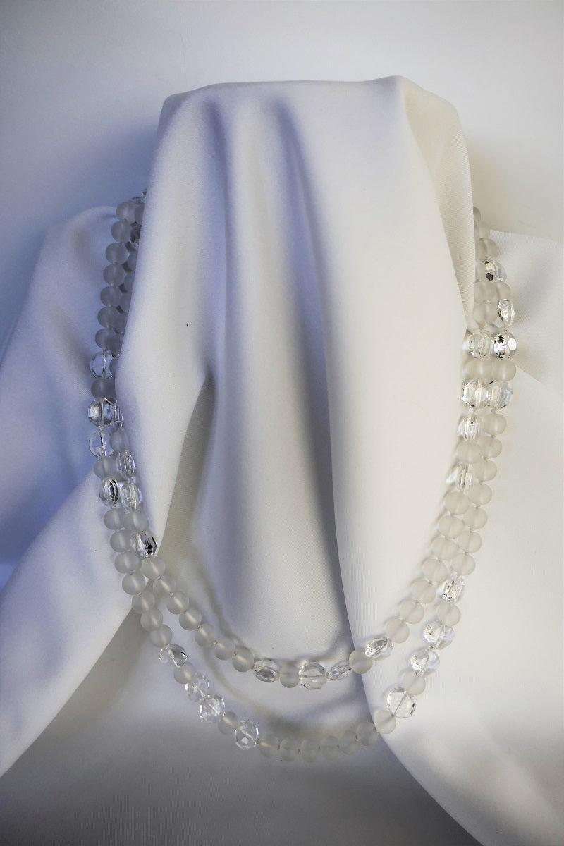 One Strand Long Rock Crystal Gemstone Necklace