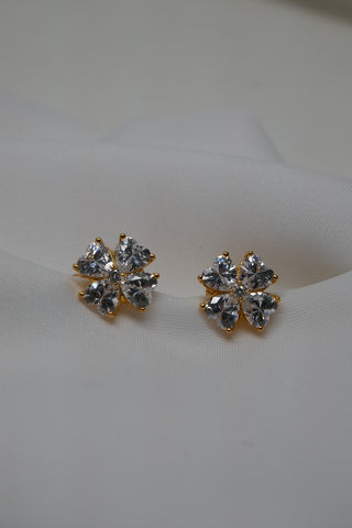 925 Sterling Silver Rhodium Plated Post Faceted Cubic Zirconia  Earrings