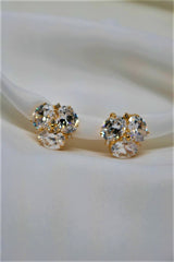 18k Gold Plated 925 Sterling Silver Omega Post Faceted Cubic Zirconia Earrings