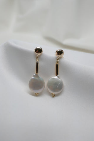 Gold Filled Post 925 Vermeil Sterling Silver White Coin Cultured Pearl Earrings