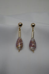 Gold Filled Post, 925 Vermeil Sterling Silver, Silver Inlay Murano Glass  Earrings