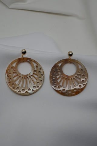 Gold Filled Post & Carved Horn Circle Earrings
