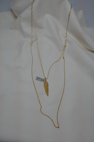 Two 925 Vermeil Sterling Silver Chains with 18k Gold Plated Sterling Silver Diamond Leaf Necklace