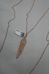 Two 925 Rose Gold Plated Sterling Silver Chains with 18k Rose Gold Plated Sterling Silver Diamond Leaf Necklace