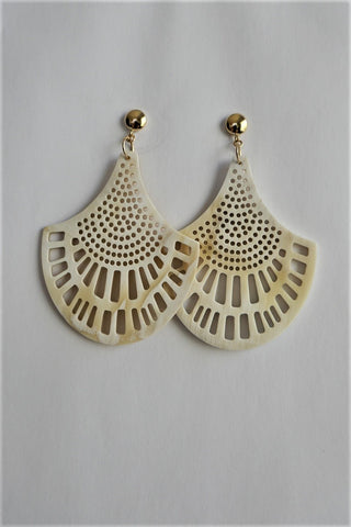 Carved Horn on Gold Filled Post Statement Earrings
