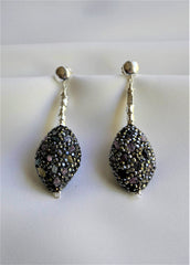Tourmaline on Marcasite, Silver Plated Hematite on 925 Round Post Earrings