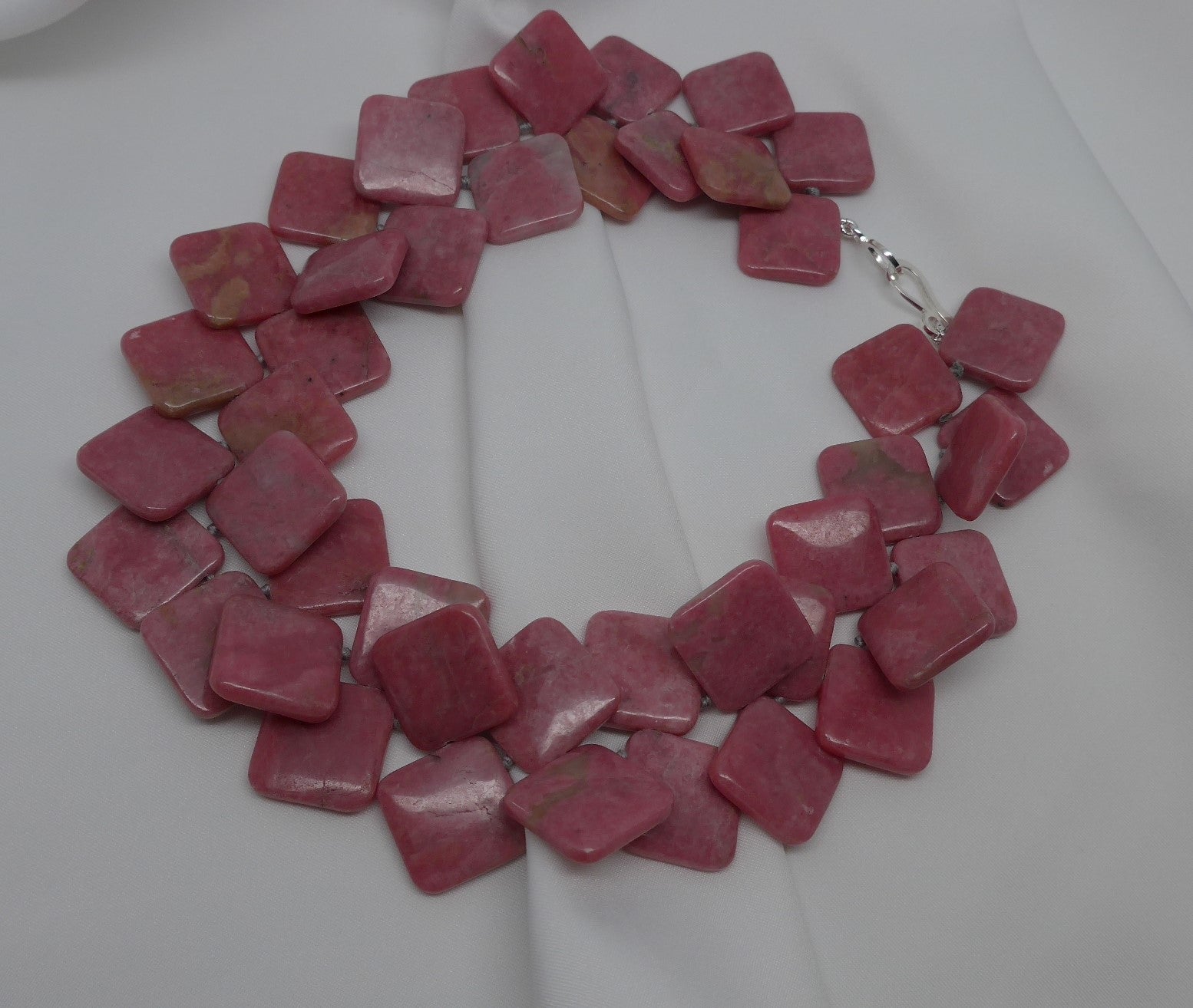 One Strand Rhodonite Pink Gemstone Necklace