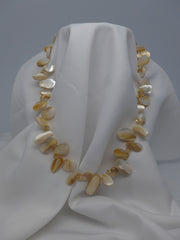 One Strand Mother of Pearl and Citrine Gemstone Necklace