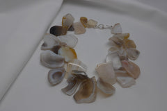 One Strand Banded Agate Slices Gemstone Necklace