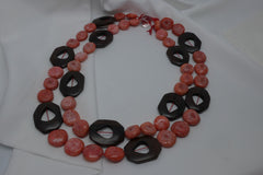 Two Strand Fossilized Coral Gemstone and Tigerwood Necklace