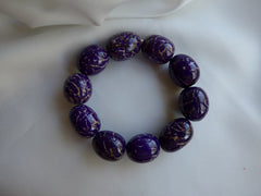 Purple, Black & Beige Bombona Seed Bracelet