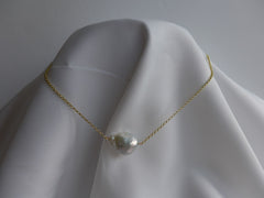 14k Yellow Gold Baroque Cultured Pearl Necklace