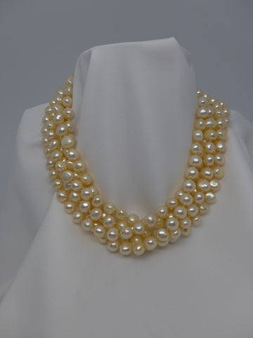 Five Strand Champagne Hue (Pale Yellow) Cultured Pearl Necklace