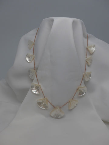 14k Pink Gold Chain with Mother of Pearl Necklace