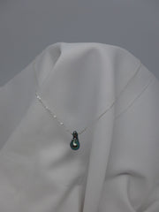 One Strand Sterling Silver Chain with Peacock Blue Akoya Cultured Pearl Necklace