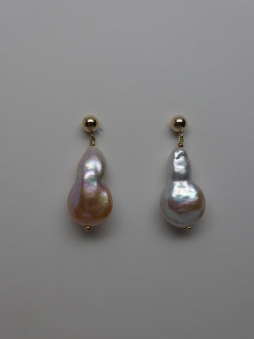 Gold Filled Post Drop Coin Cultured Pearl Earrings