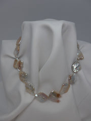 Natural Keshi Cultured Pearls with Sterling Silver Clasp Necklace