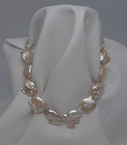 Natural Keshi Cultured Pearls with a Sterling Silver Clasp Necklace