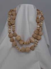 One Strand Light Wood Long Necklace