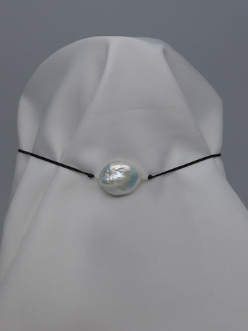 White Keshi Pearl Adjustable Choker Necklace