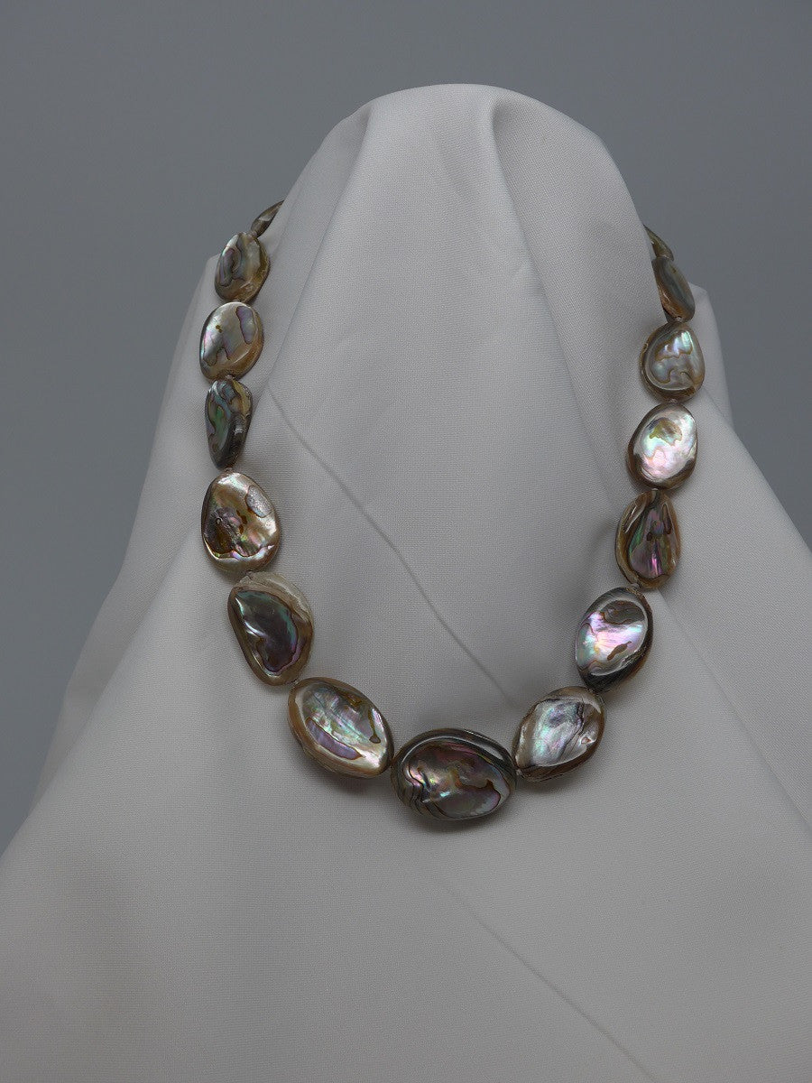 One Strand Taupe Mother of Pearl Gemstone Necklace