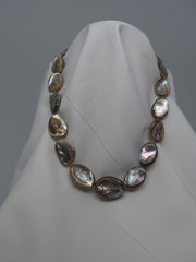 One Strand Taupe Mother of Pearl Gemstone Necklace