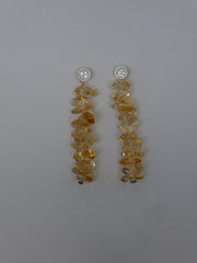 Vermeil Silver Cubic Zirconia Citrine Nuggets Gemstone Earrings