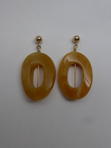 Yellow Jade Gemstone Earrings