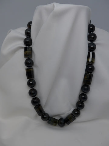 One Strand Blue Tiger Eye Gemstone Necklace