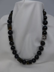 One Strand Blue Tiger Eye Gemstone Necklace