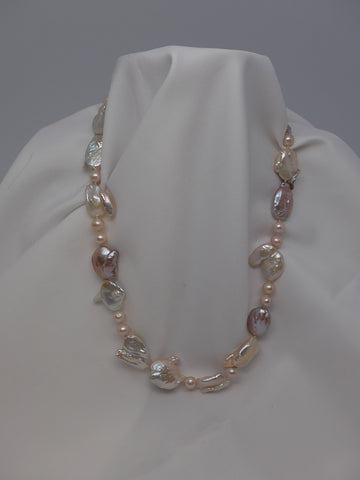 One Strand Natural Tone Keshi Cultured Pearl Necklace