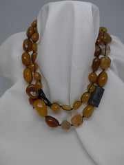 One Strand Yellow Opal Nugget Gemstone Necklace