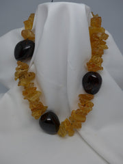 One Strand Amber and Tagua Gemstone Necklace