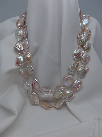 Two Strand Natural Keshi Cultured Pearl Necklace