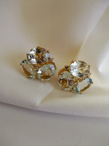 925 Vermeil Sterling Silver White Topaz Gemstones Earrings