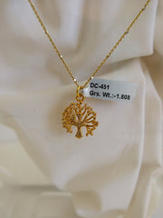 925 Vermeil Sterling Silver Chain with Vermeil Diamond Tree of Life Pendant Necklace