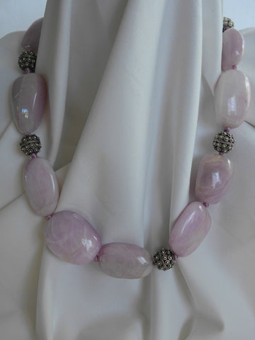 One Strand Matted Cracked Rock Crystal Gemstone Necklace