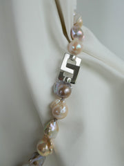 One Strand Natural Tones Baroque Pearls 925 Sterling Silver Clasp