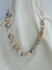 One Strand Natural Tones Baroque Pearls 925 Sterling Silver Clasp