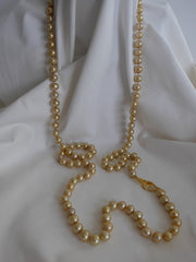 One Strand Six-in-One Champagne Tone Long Cultured Pearl Necklace