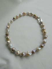 One Strand Natural Tones Baroque Pearls 925 Sterling Silver Clasp