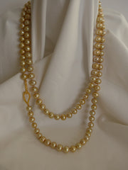 One Strand Six-in-One Champagne Tone Long Cultured Pearl Necklace