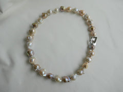 One Strand Natural Tones Baroque Pearls 925 Sterling Silver Clasp