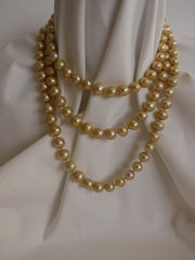 One Strand Six-in-One Champagne Tone Long Cultured Pearl Necklace