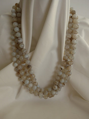 Four Strand Banded Agate (Light beige tan tones) Gemstone Necklace