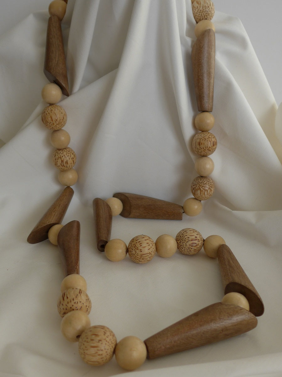 One Strand Various wood Long Necklace
