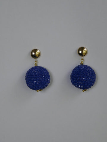 Periwinkle Crystal Ceramic Beads 14k Gold Filled Post Earrings