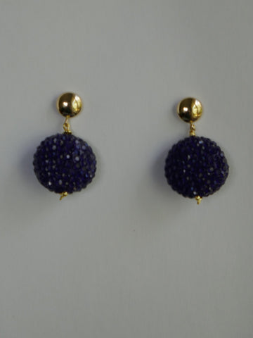 Purple Crystal Ceramic Beads 14k Gold Filled Post Earrings