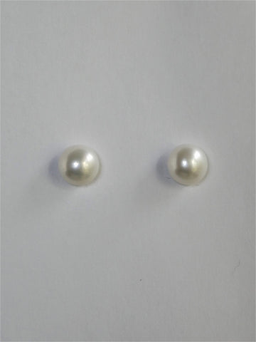 12mm White Cultured Pearls 925 sterling Silver Post Earrings